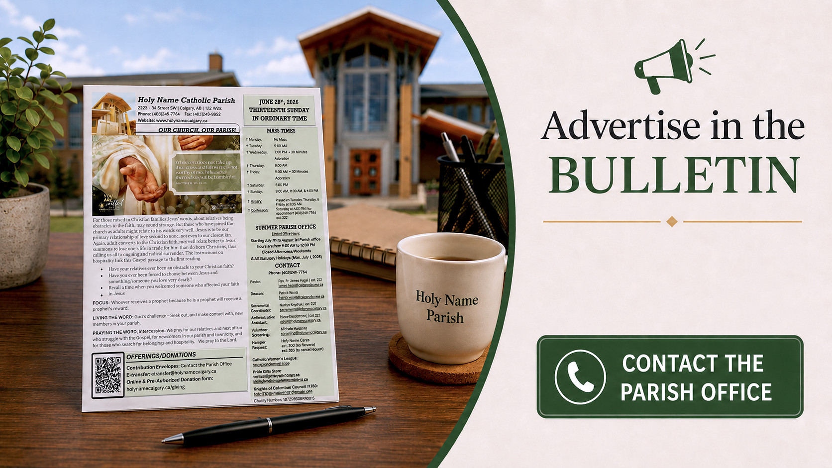 Advertise in the Holy Name parish bulletin